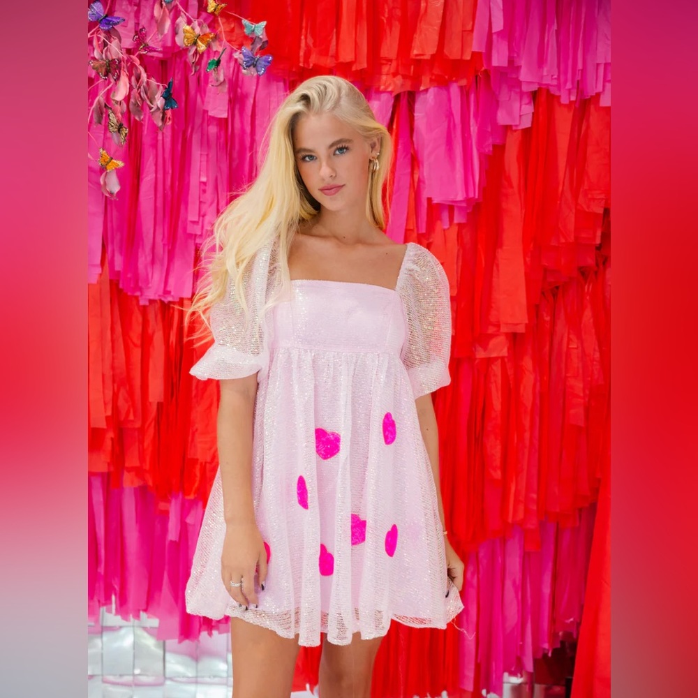 Sparkly pink babydoll dress